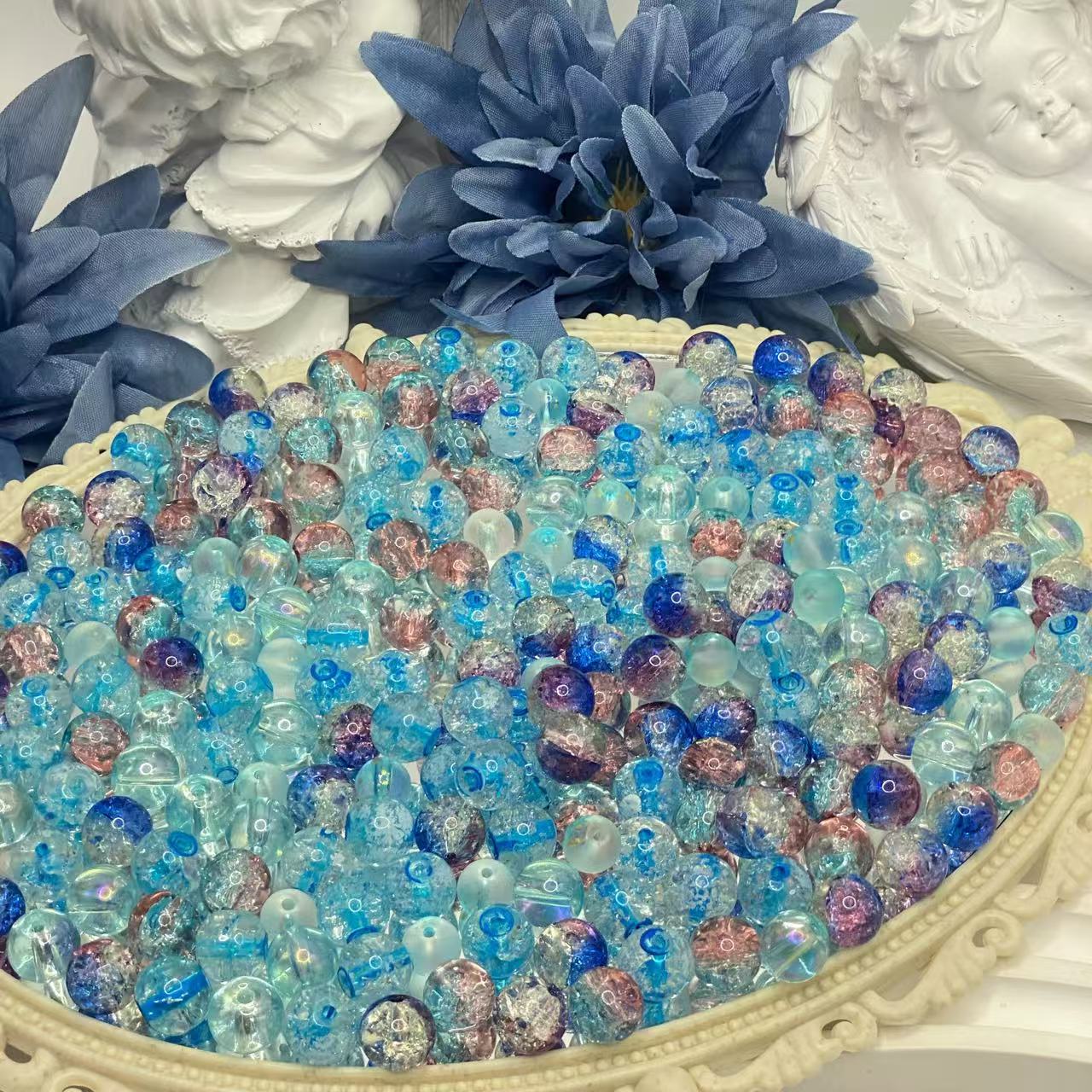 05-09 ❤ 新作 ❤【1551】イルカマン 高級ガラスビーズ10mm,8mm,高品質メタル