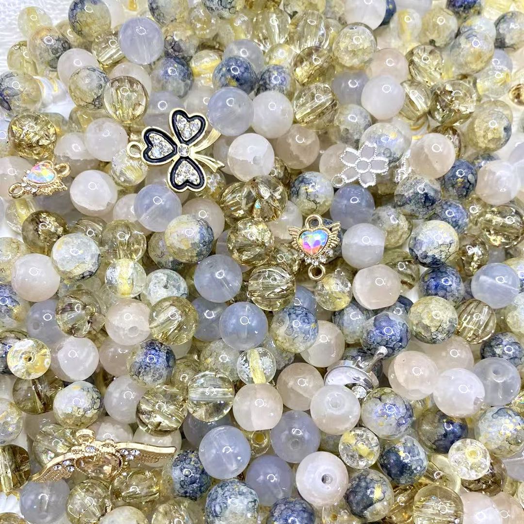 05-21 ❤ 新作 ❤【1597】ヌケニン 高級ガラスビーズ10mm,8mm,高品質メタル