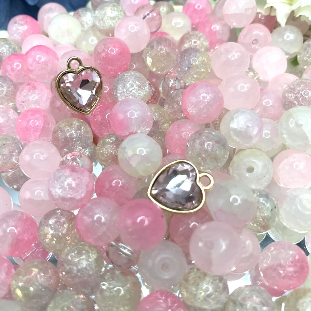 05-06 ❤ 新作 ❤【1540】ハピナス 高級ガラスビーズ10mm,8mm,高品質メタル