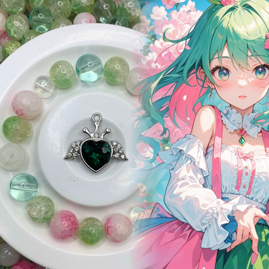 05-04 ❤ 新作 ❤【1528】シェイミ(ランドフォルム)  高級ガラスビーズ10mm,8mm,高品質メタル