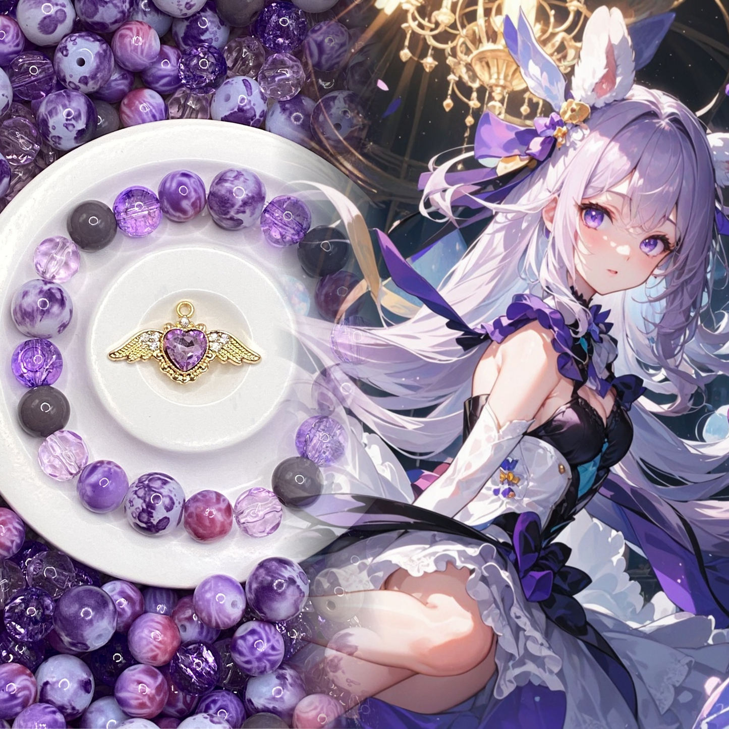 04-30 ❤ 新作 ❤【1523】プテラ  高級ガラスビーズ12mm,10mm,ラウンドカットビーズ10mm,高品質メタル