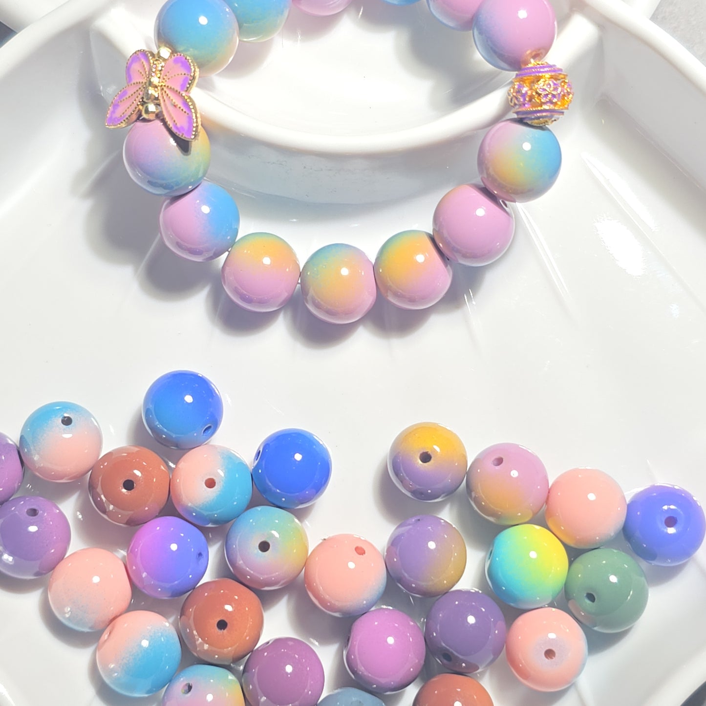 12/07 ❤ 新作 ❤【D609】陶器スタイルガラスビーズ14mm  ミックス　