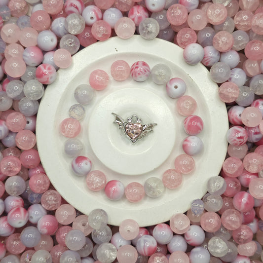 04-20 ❤ 新作 ❤【1458】ミュウ 高級ガラスビーズ10mm,多面カットビーズ8mm,高品質メタル